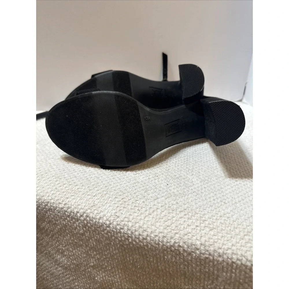 Brash Houston Block High Heel Black Women's Size 9 ‎ Faux Suede Open Toe Strapy